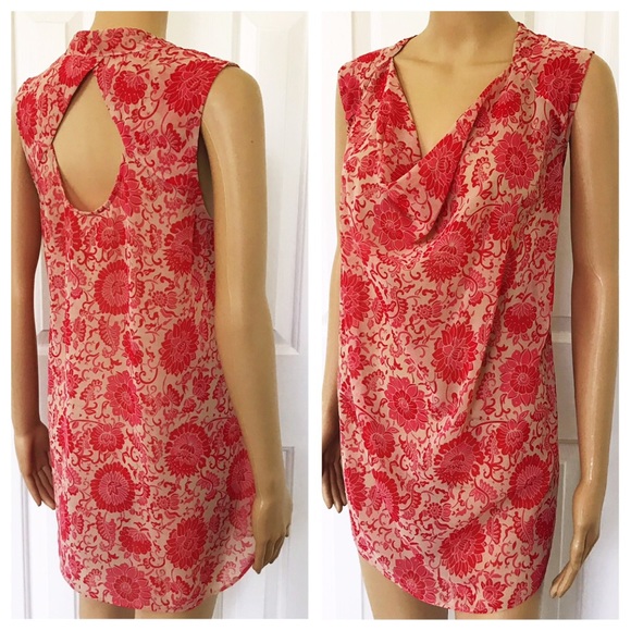 CAbi Tops - Cabi Floral Loose Fit With Cutouts Top L